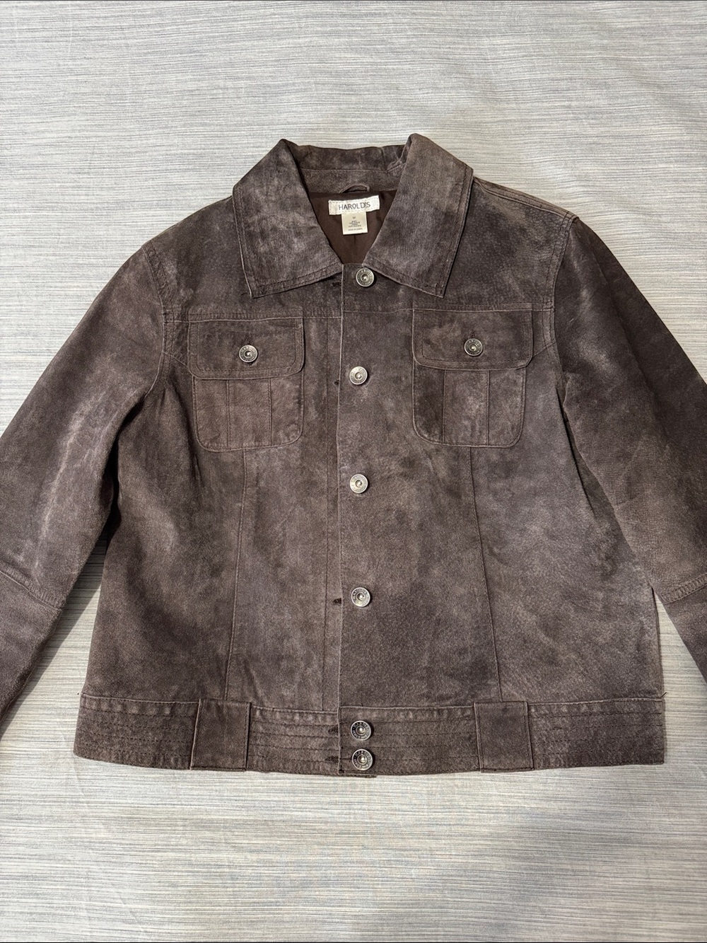 Harold's 100% Suede Brown Utility Trucker Jacket Women's M Fall Vintage Western